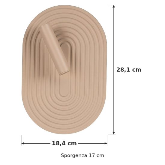 Applique per comodino camera da letto ovale moderna tortora led 12,6w 2700k