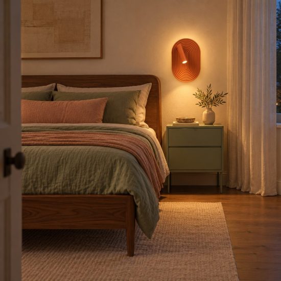 Applique per comodino camera da letto ovale moderna terracotta led 12,6w 2700k
