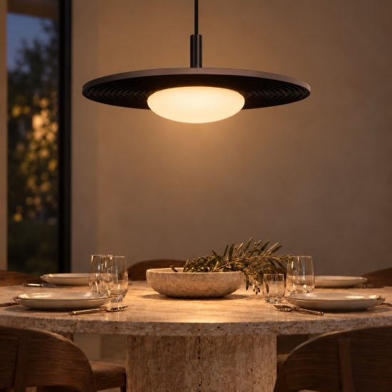 Lampadario a sospensione rotondo per salotto moderno tortora led 8w 2700k