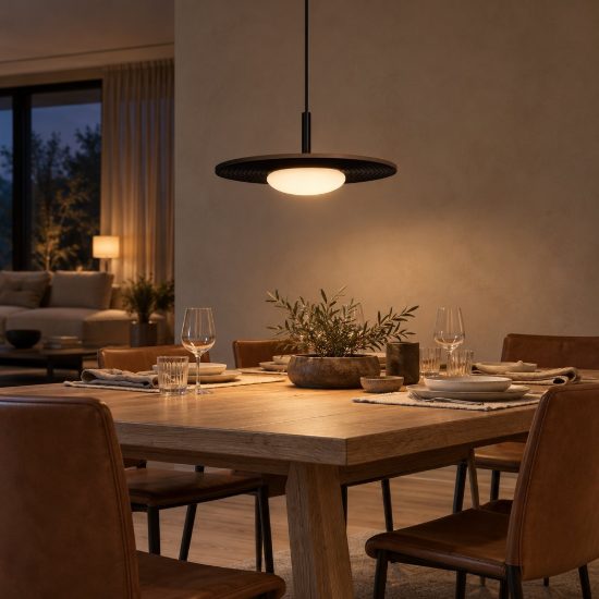 Lampadario a sospensione rotondo per salotto moderno tortora led 8w 2700k