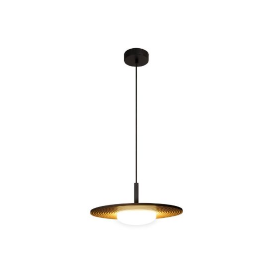 Lampadario a sospensione rotondo per salotto moderno tortora led 8w 2700k