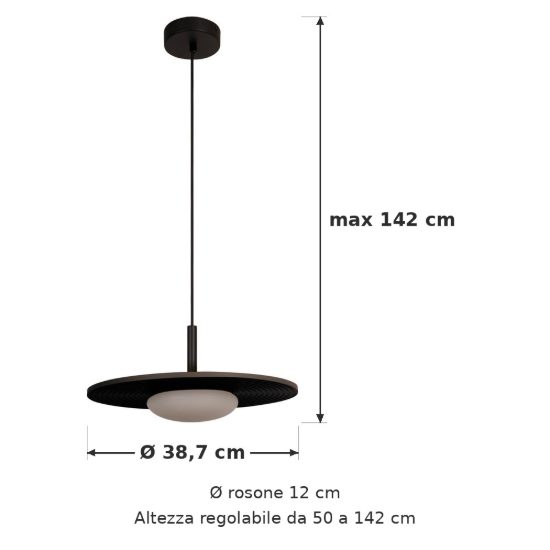 Lampadario a sospensione rotondo per salotto moderno tortora led 8w 2700k