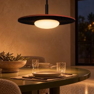 Lampadario a sospensione rotondo per sala da pranzo moderno terracotta led 8w 2700k
