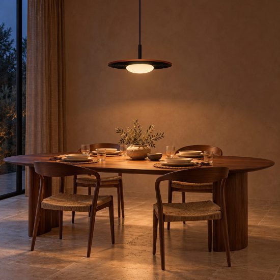 Lampadario a sospensione rotondo per sala da pranzo moderno terracotta led 8w 2700k