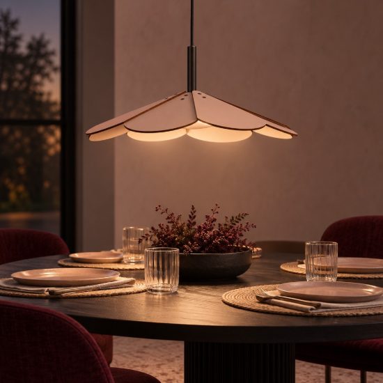 Lampadario a sospensione a petali per sala da pranzo moderno tortora led 9w 2700k