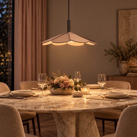 Lampadario a sospensione a petali per sala da pranzo moderno tortora led 9w 2700k