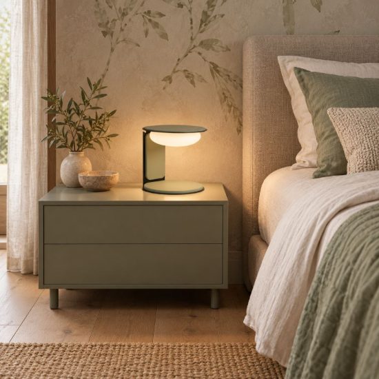 Abat-jour rotondo per comodino moderno verde led 9w 3000k