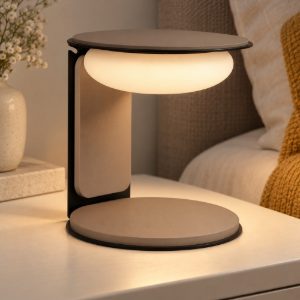 Abat-jour rotondo per comodino moderno tortora led 9w 3000k