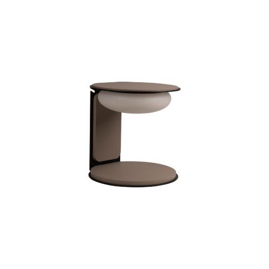 Abat-jour rotondo per comodino moderno tortora led 9w 3000k
