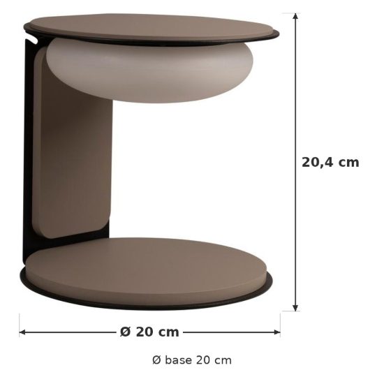 Abat-jour rotondo per comodino moderno tortora led 9w 3000k