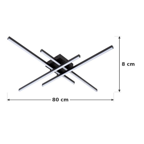 Plafoniera a barre incrociate per soggiorno moderna nero led 42w cct 2700k 3300k 4000k