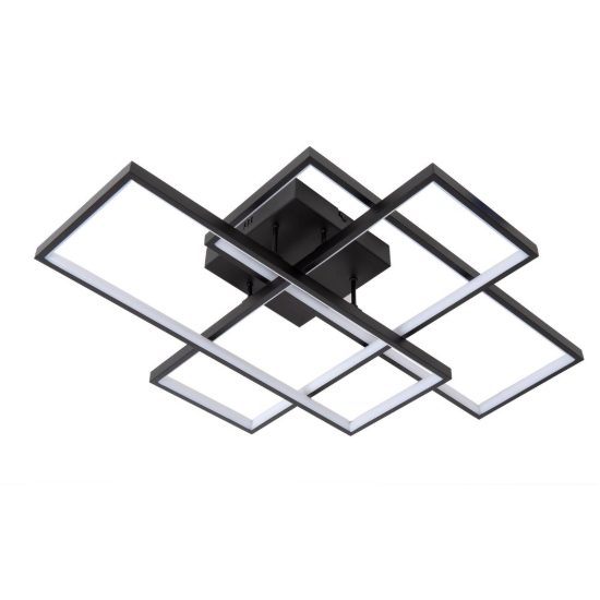 Plafoniera rettangolare per soggiorno moderna nero led 60w cct 2700k 3300k 4000k