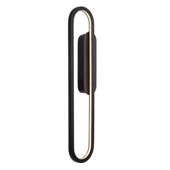 Applique ovale per soggiorno moderna nero opalino led 24w 2700k