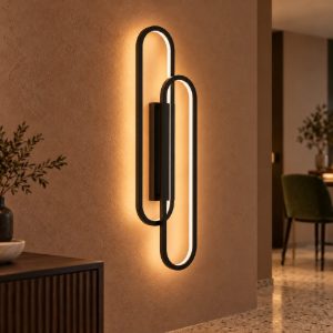 Applique ovale per soggiorno moderna nero opalino led 35w 2700k