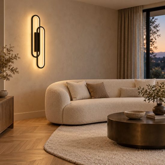 Applique ovale per soggiorno moderna nero opalino led 35w 2700k