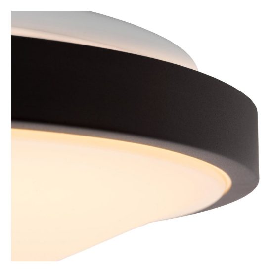 Plafoniera rotonda moderna nero opalino led 12w 2700k ip44 con sensore di movimento
