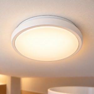 Plafoniera rotonda per bagno moderna bianco opalino led 12w 2700k ip44 con sensore di movimento