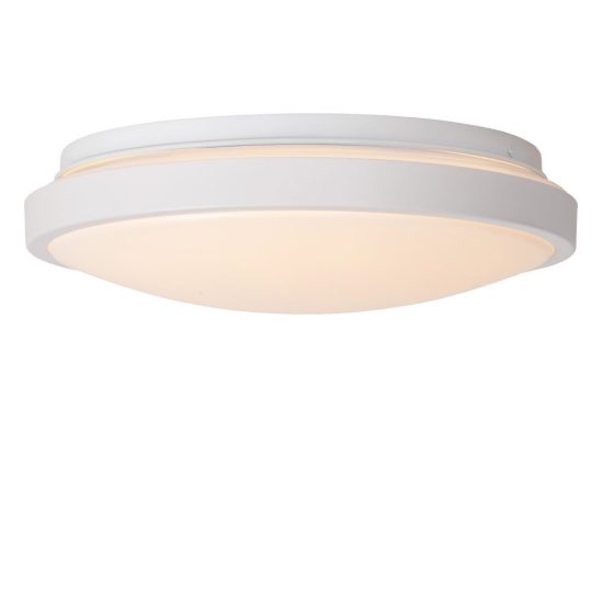 Plafoniera rotonda per bagno moderna bianco opalino led 12w 2700k ip44 con sensore di movimento