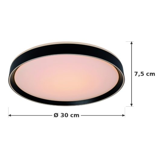 Plafoniera rotonda moderna nero led 18w 2700k dimmerabile