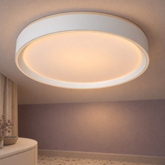 Plafoniera rotonda moderna bianco led 18w 2700k dimmerabile