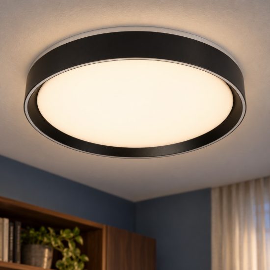 Plafoniera rotonda moderna nero led 24w 2700k dimmerabile