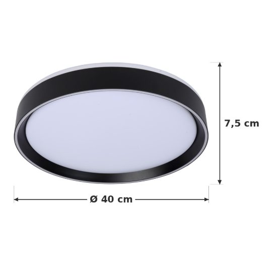 Plafoniera rotonda moderna nero led 24w 2700k dimmerabile