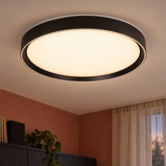 Plafoniera rotonda per camera da letto moderna nero led 36w 2700k dimmerabile