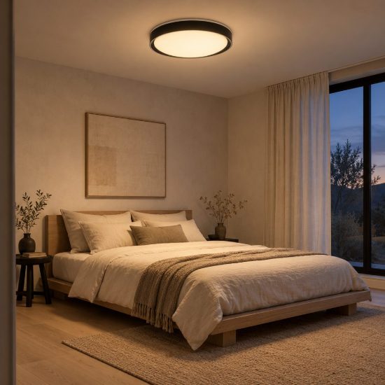 Plafoniera rotonda per camera da letto moderna nero led 36w 2700k dimmerabile