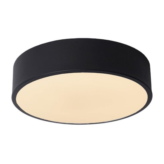 Plafoniera rotonda moderna nero opalino led 12w 2700k dimmerabile