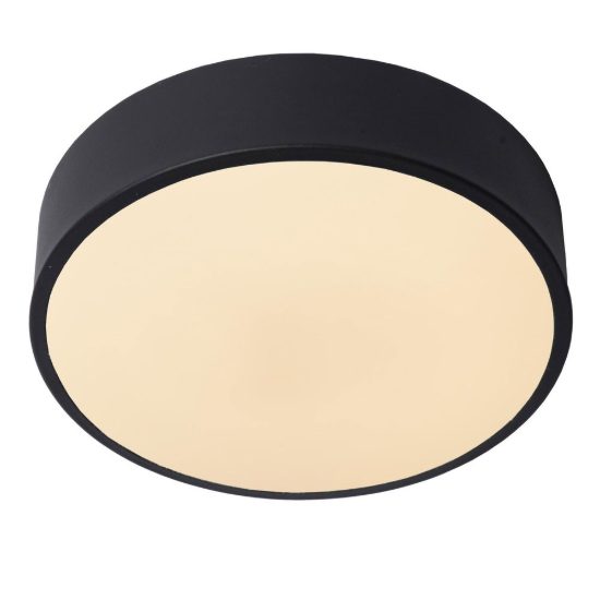 Plafoniera rotonda moderna nero opalino led 12w 2700k dimmerabile