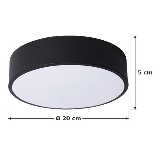 Plafoniera rotonda moderna nero opalino led 12w 2700k dimmerabile