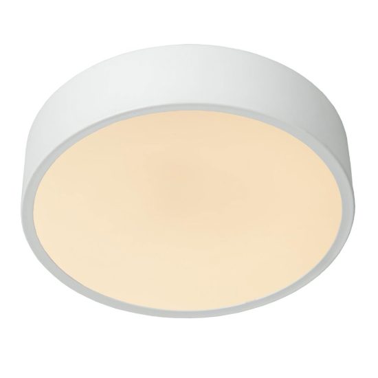 Plafoniera rotonda moderna bianco opalino led 12w 2700k dimmerabile