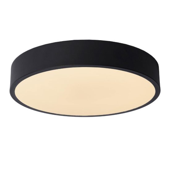 Plafoniera rotonda moderna nero opalino led 18w 2700k dimmerabile
