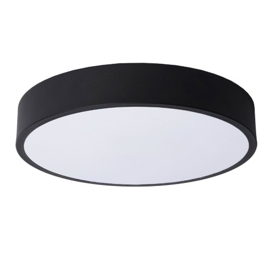 Plafoniera rotonda moderna nero opalino led 18w 2700k dimmerabile