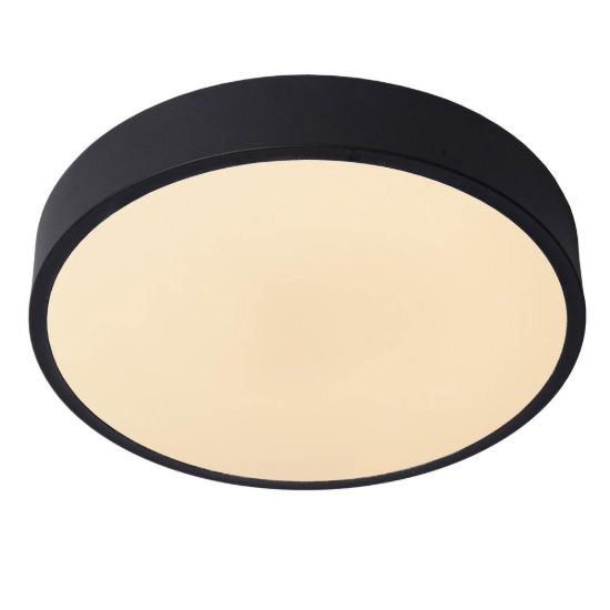 Plafoniera rotonda moderna nero opalino led 18w 2700k dimmerabile