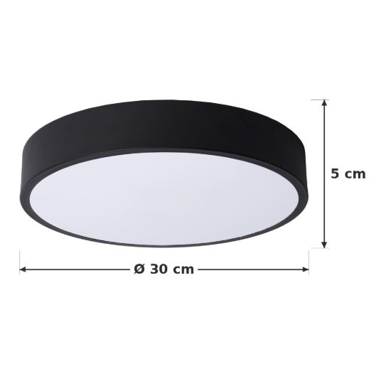 Plafoniera rotonda moderna nero opalino led 18w 2700k dimmerabile