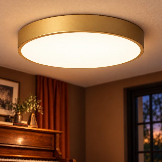 Plafoniera rotonda moderna oro opalino led 24w 2700k dimmerabile
