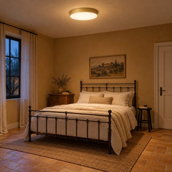 Plafoniera rotonda moderna oro opalino led 24w 2700k dimmerabile