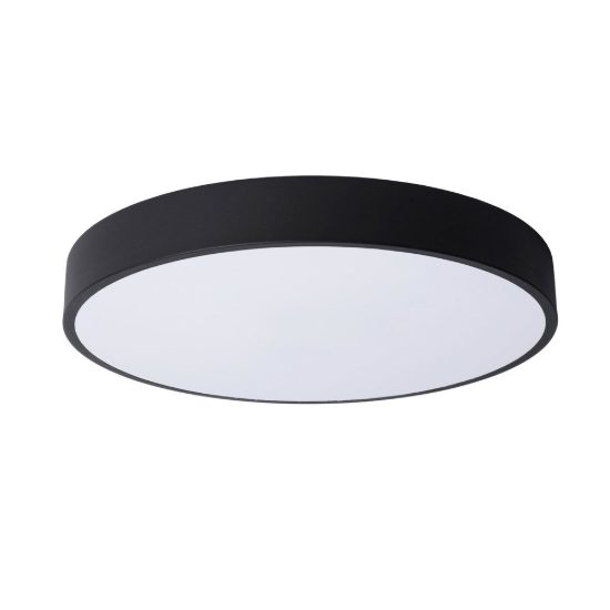 Plafoniera rotonda moderna nero opalino led 24w 2700k dimmerabile