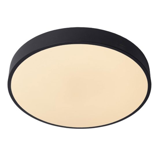 Plafoniera rotonda moderna nero opalino led 24w 2700k dimmerabile