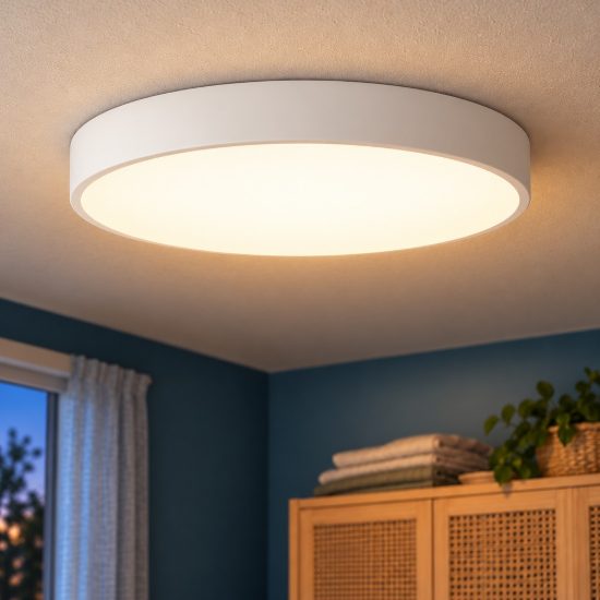 Plafoniera rotonda moderna bianco opalino led 24w 2700k dimmerabile