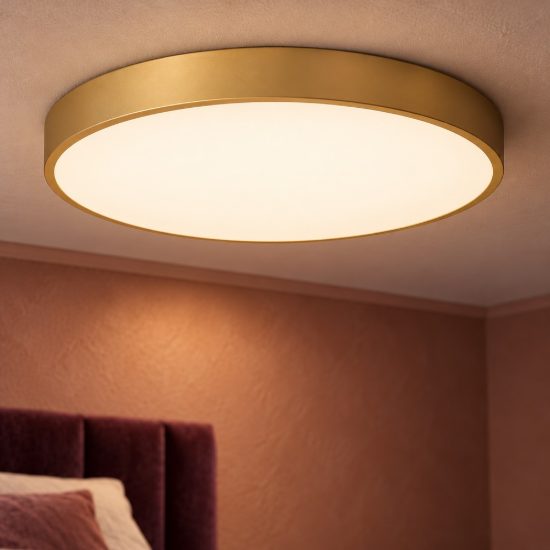 Plafoniera rotonda per camera da letto moderna oro opalino led 36w 2700k dimmerabile