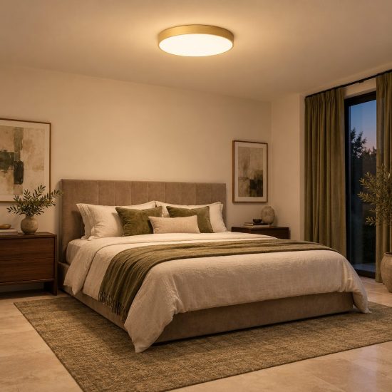 Plafoniera rotonda per camera da letto moderna oro opalino led 36w 2700k dimmerabile