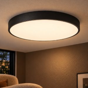 Plafoniera rotonda per camera da letto moderna nero opalino led 36w 2700k dimmerabile