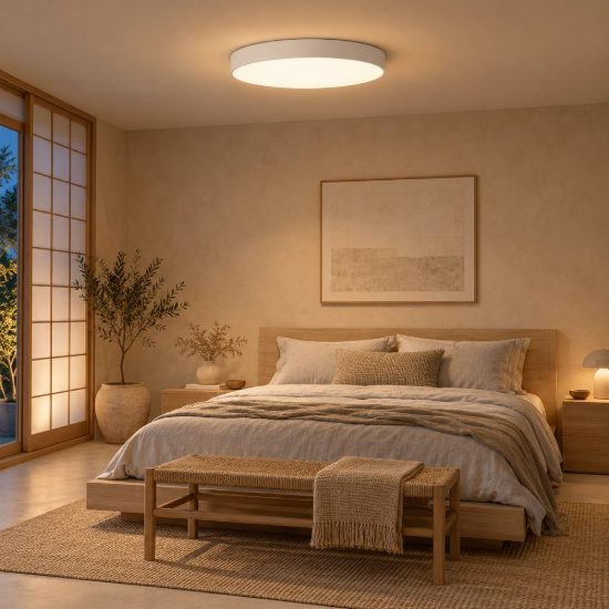 Plafoniera rotonda per camera da letto moderna bianco opalino led 36w 2700k dimmerabile