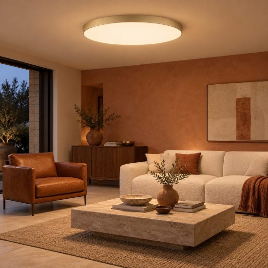 Plafoniera rotonda per soggiorno moderna oro opalino led 80w 2700k dimmerabile