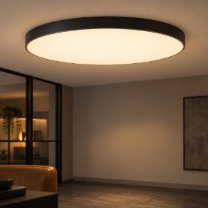 Plafoniera rotonda per soggiorno moderna nero opalino led 80w 2700k dimmerabile