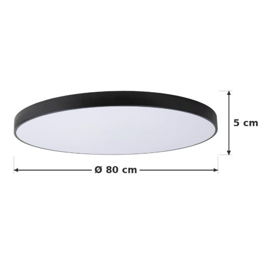 Plafoniera rotonda per soggiorno moderna nero opalino led 80w 2700k dimmerabile