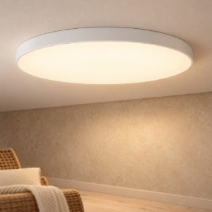 Plafoniera rotonda per soggiorno moderna bianco opalino led 80w 2700k dimmerabile