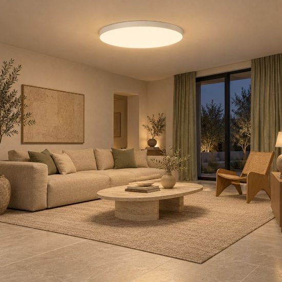 Plafoniera rotonda per soggiorno moderna bianco opalino led 80w 2700k dimmerabile